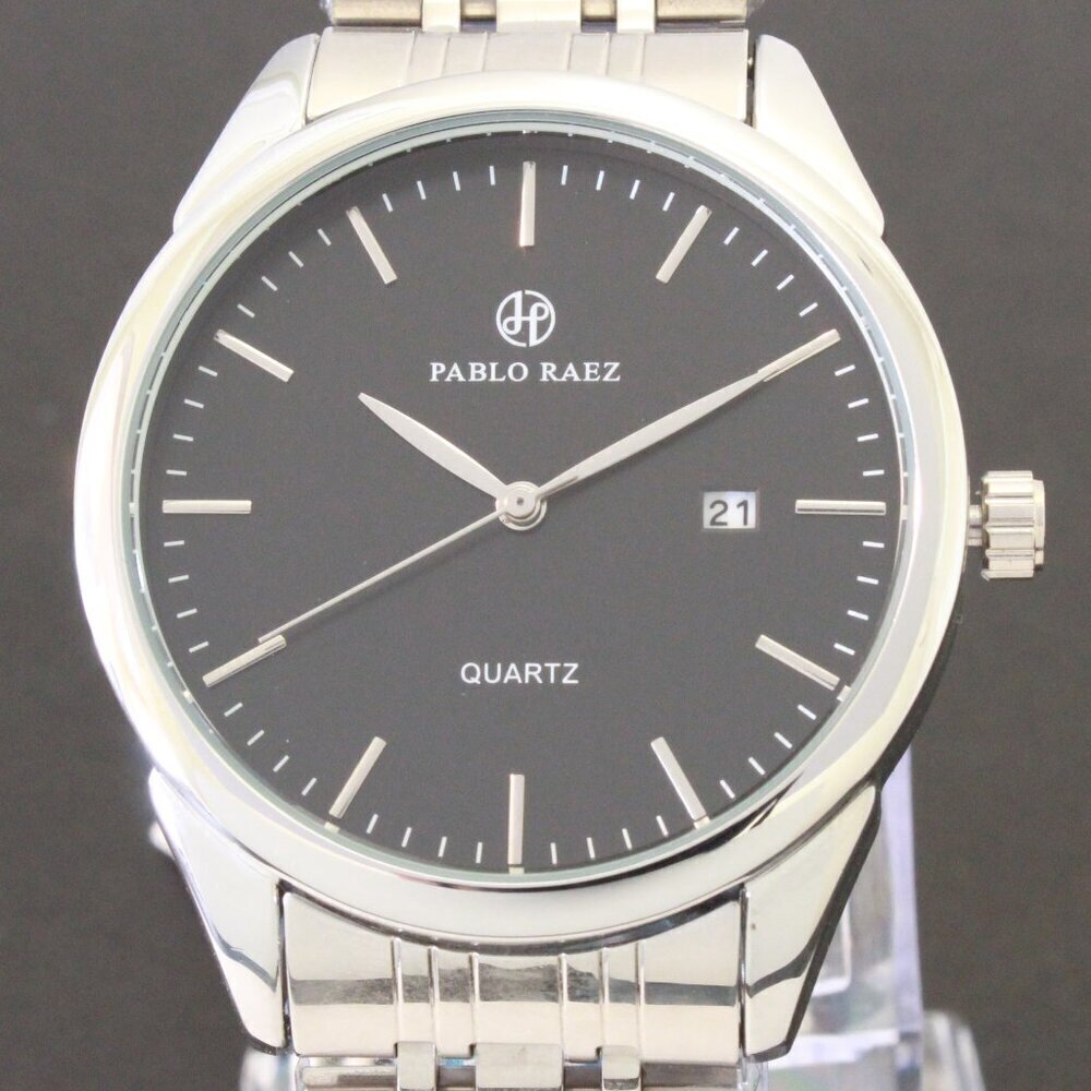Men's Casual Fashion Watch Silver Tone Butterfly Clasp 40mm - Picture 9 of 12
